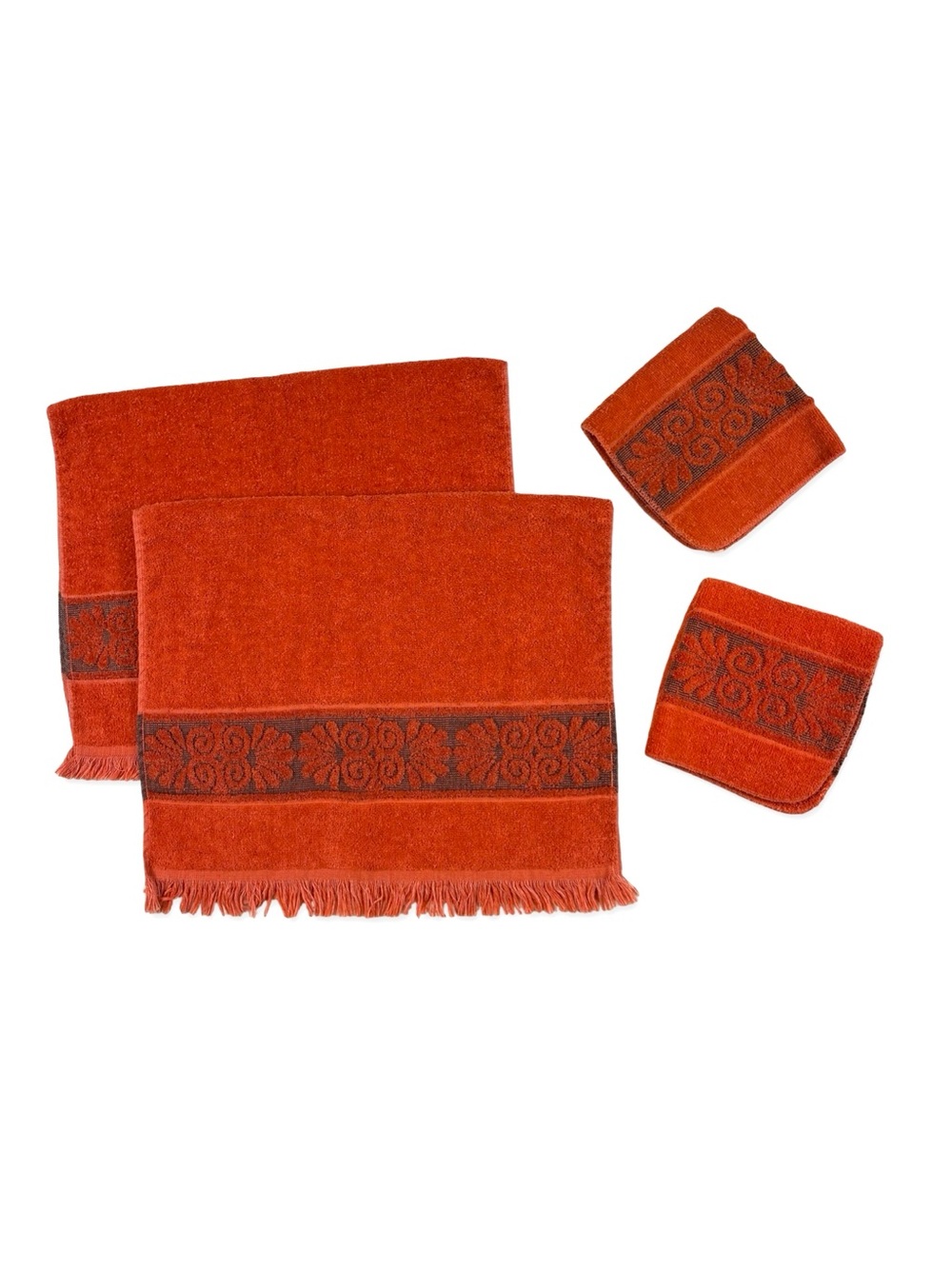 Cannon Santa Cruz Vintage 4pc Set Orange Hand Towels/Washcloths